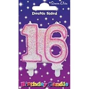 Pink Glitter Age 16 Candle 